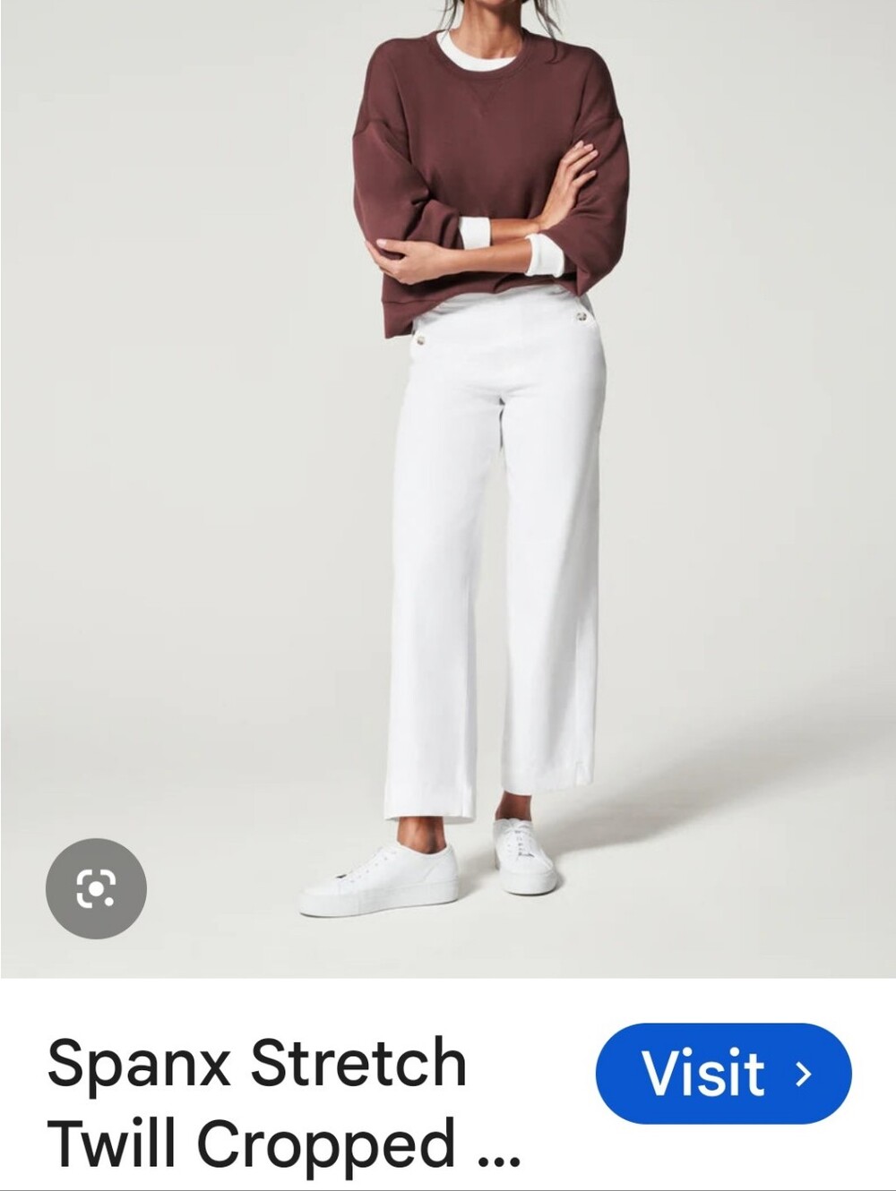 SPANX Cream Wide-Leg Cropped Jeans